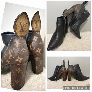 Louis Vuitton Black Leather Monogram Ankle Boots Size 40EU/US 9.5-10